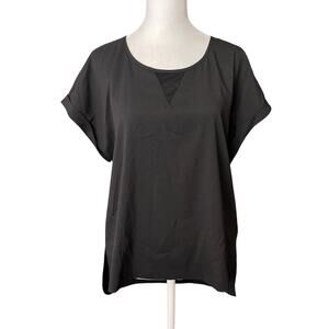 French Connection Medium Blouse Dolman Cap Sleeve Solid Black Top Shirt